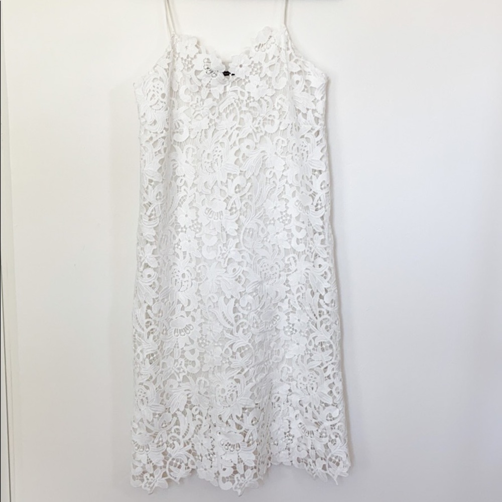 Zara white floral cut out midi cami dress